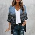 thumbnail image 2 of lcziwo Women's Floral Print Chiffon Cardigans Puff Sleeve Kimono Cardigan Loose Cover Up Casual Blouse Shugs Tops Blue XXXL Today's Sales, 2 of 6