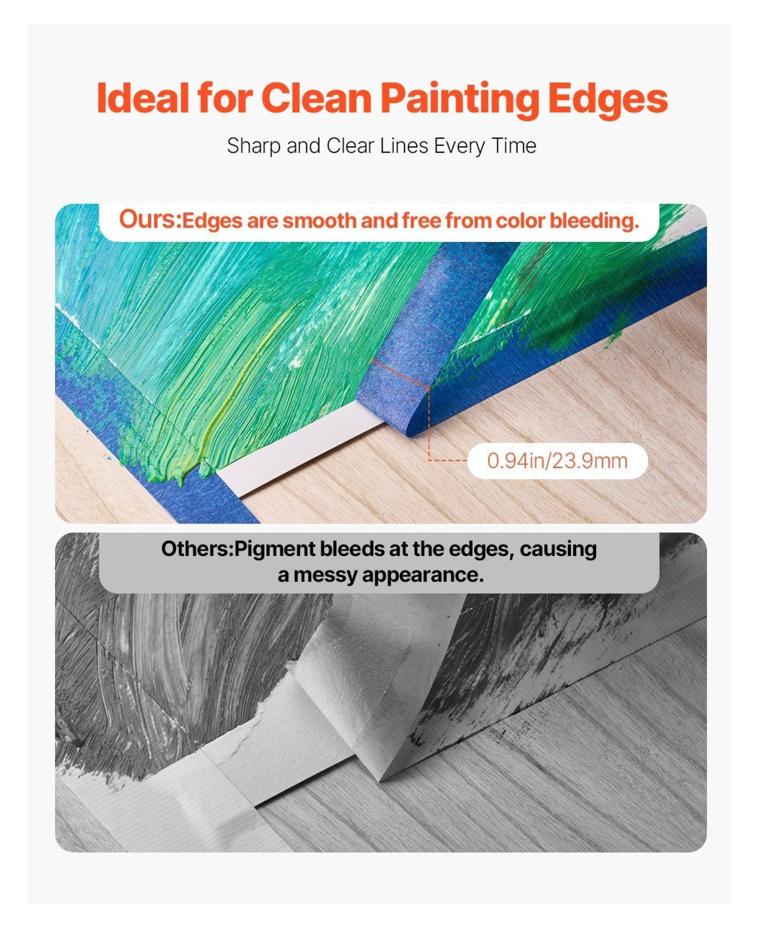 Painters Tape 1 Inch - 6 Roll Set, Blue Masking Tape for Painting, DIY Crafts, Labeling, Trim & Edges - Easy Tear, Clean Removal, Multi-Surface Use