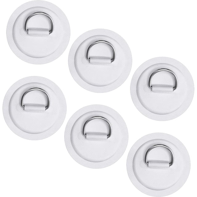 6 Pack Stainless Steel D-Ring Patch for Inflatable Boat Kayak Dinghy SUP, D-Ring PVC Patch Stand-Up Paddleboard Canoe Rafting Accessories, NO Glue Included