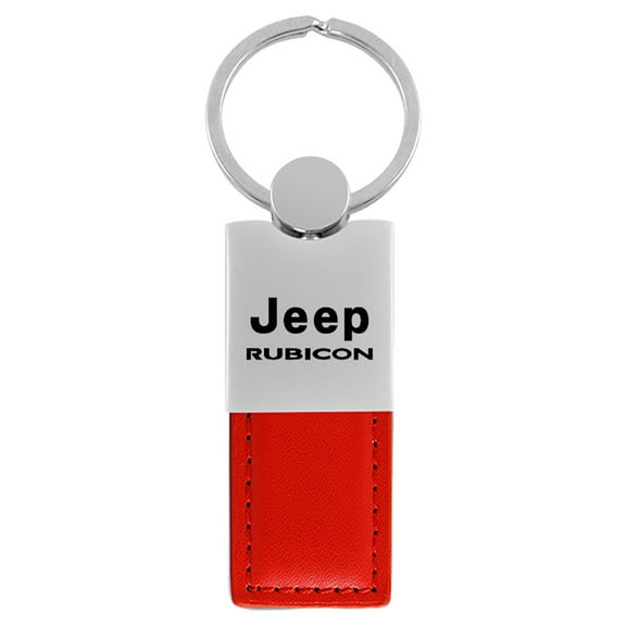 Jeep Rubicon Duo Rectangular Leather Key Chain (Red)
