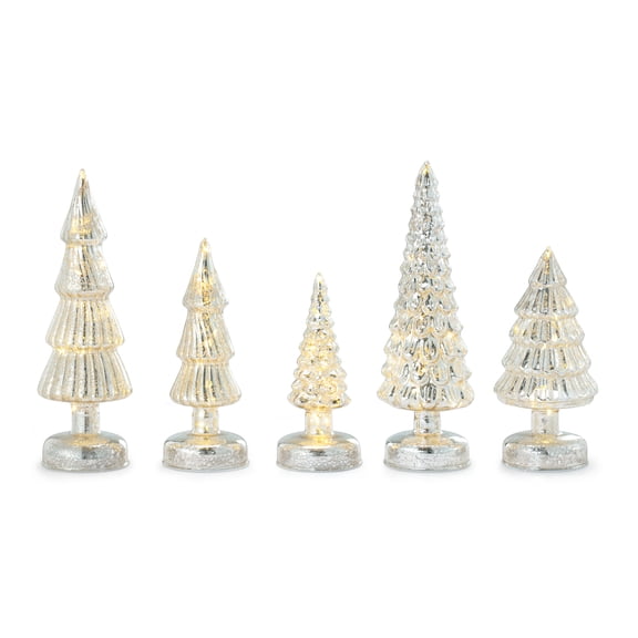 Mr. Christimas Set of 5 Twinkling Trees - Silver
