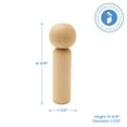 thumbnail image 2 of 4-3/4 Inch Kokeshi Blank Wooden Doll, Pack of 100 Unfinished Wooden Peg Dolls, Wooden Figurines for Crafts & Ornaments, by Woodpeckers, 2 of 8