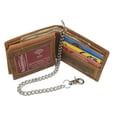 thumbnail image 6 of MARSHAL Triple Skull Bifold Wallet with Chain  RFID Blocking Genuine Leather 3 Skull Design Biker Wallet Tan, 6 of 8