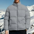 thumbnail image 2 of Mens Puffer Jacket Winter Coats Hood less Quilted Down Jackets Grey L, 2 of 5