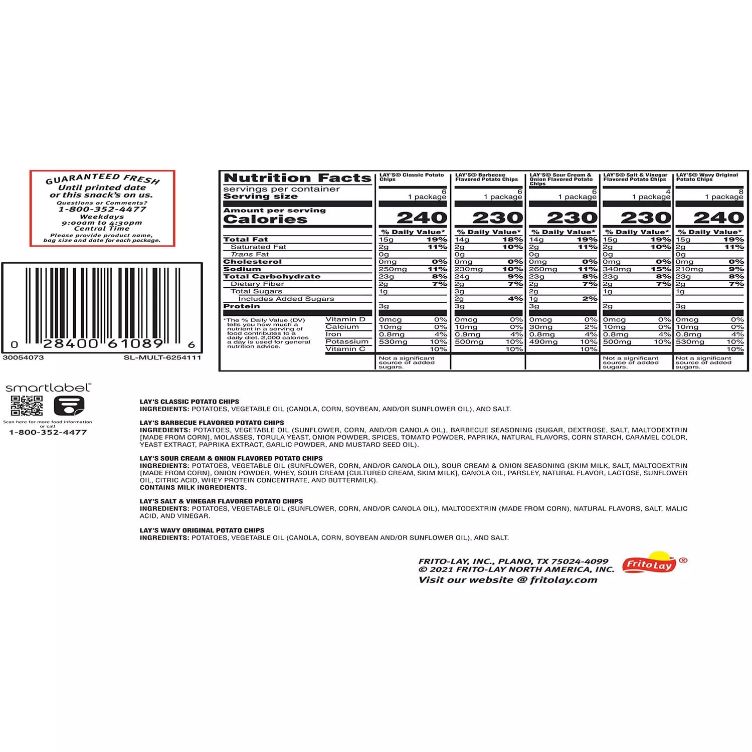 Lay's Mix Potato Chips Variety 1 1/2 Oz 30 Count