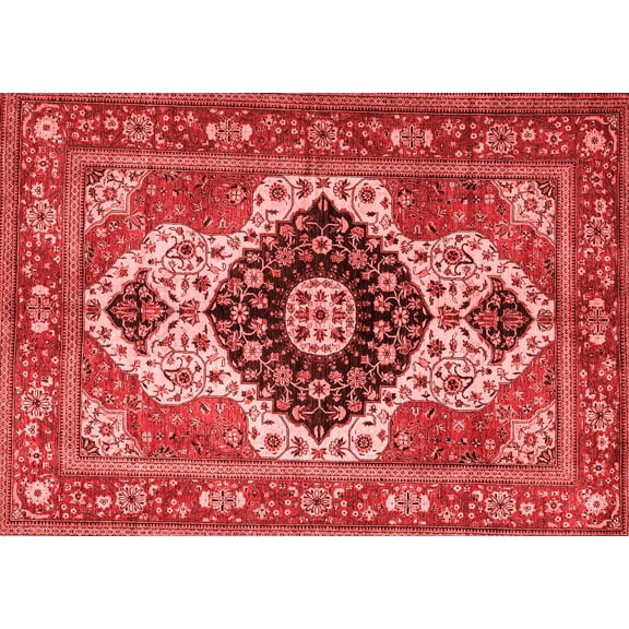 Ahgly Company Machine Washable Indoor Rectangle Persian Red Traditional Area Rugs, 5' x 7'