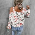 thumbnail image 4 of Penkiiy Valentine Day Heart Print Shirt for Women Off Shoulder Sweatshirt M Pink, 4 of 6