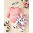 thumbnail image 3 of WIBACKER Daddy's Girl Mommy's World Newborn Outfit Baby Girl Going Home Outfits Ruffle Ribbed Romper Top Floral Pants Set Fall Winter Clothes, 3 of 11