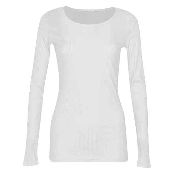 Women Bottoming Top Women's Ribbed Long Sleeve Bottoming Top Regular Fit Lightweight Crew Neck Shirt for Daily Wear Women Regular Fit Top