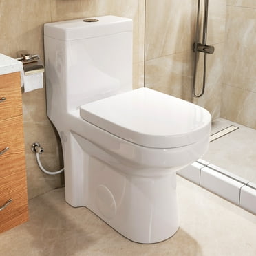 HOROW Small Compact One Piece Toilets Dual Flush Modern,12'' Rough-In Toilet & Soft Closing Seat