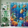 thumbnail image 3 of Shower Curtain, Ocean Fish Coral Seaweed Cartoon Style Waterproof Shower Curtain Set with Hooks for Bathroom Showers,Stalls and Bathtubs,72x72In Blue Underwater World, 3 of 9