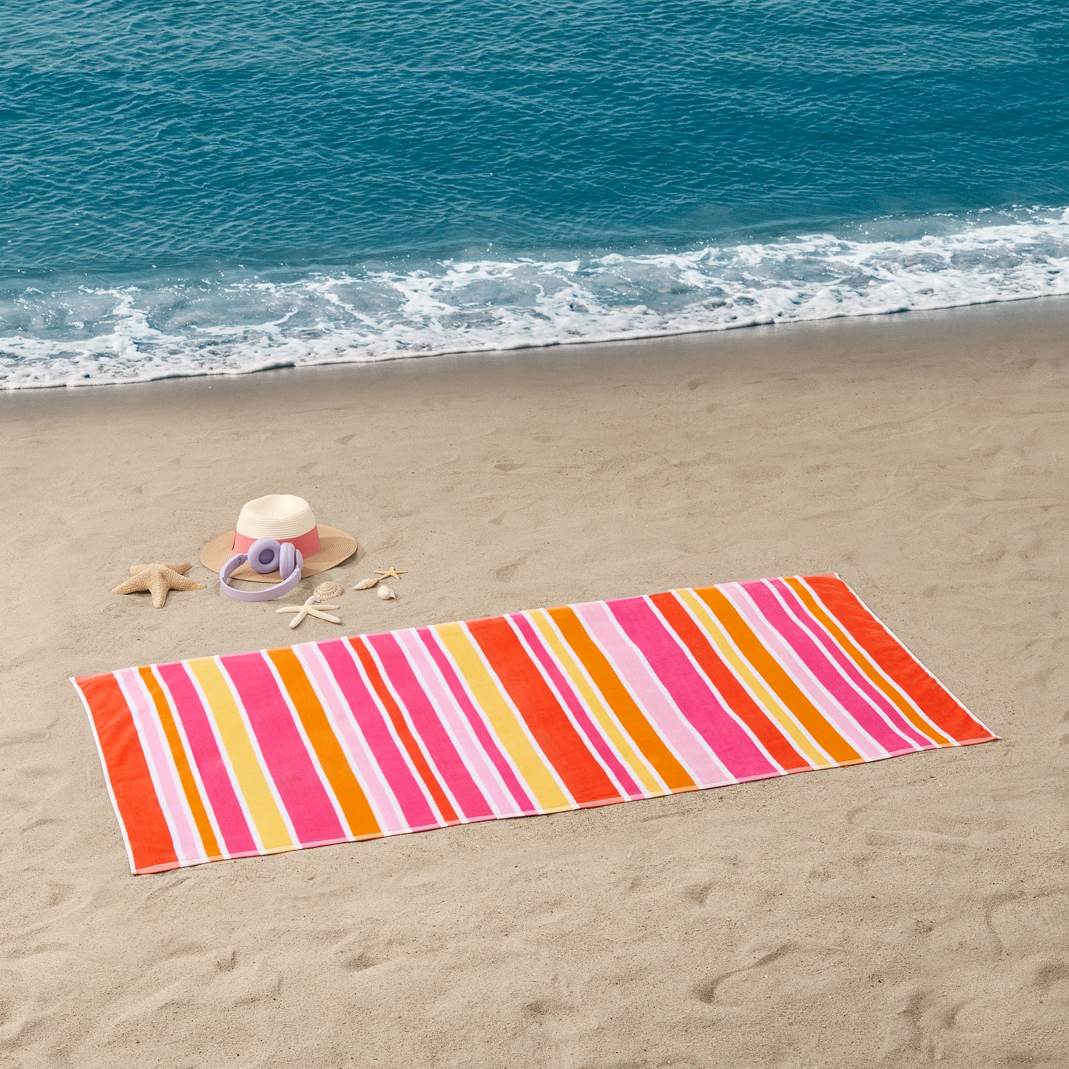 Mainstays Beach Collection Warm Variegated Striped Cotton-Blend Beach