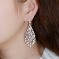 thumbnail image 2 of Sparkling White CZ Crystal Long Tennis Tassel Dangle Drop Earring for Women Prom, 2 of 9