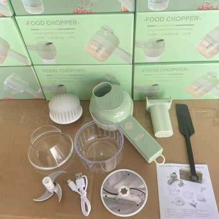 

Vegetable Cutter Set 4 In 1 Handheld Electric Durable Chili Vegetable Crusher Kitchen Tool USB Charging Ginger Masher Machine