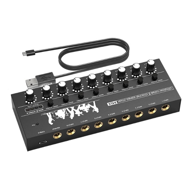 TISHITA Audio Mixer Portable Small DC5V Line Mixer for Microphone Keyboard Amplifier 8 Channel