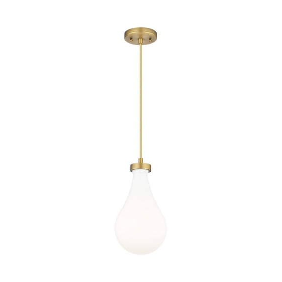 451-1P-BB-G451-7GWH Innovations Lighting Owego - 1 Light Cord Hung Pendant-12.25 Inch Tall and 7 Inch Wide-Brushed Brass Finish-Gloss White Glass