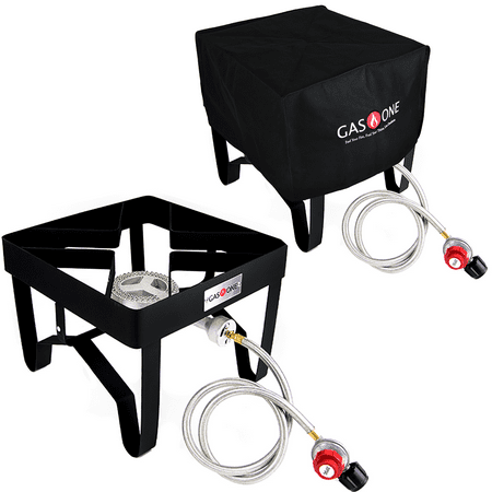 Beer Regulator - GasOne Propane Burner with Cover Burner Outdoor Camp Stove Propane Gas Cooker with Adjustable 0-20PSI CSA Listed Propane Regulator and Hose Perfect for Beer Brewing, Outdoor Cooking, Maple Syrup Prep