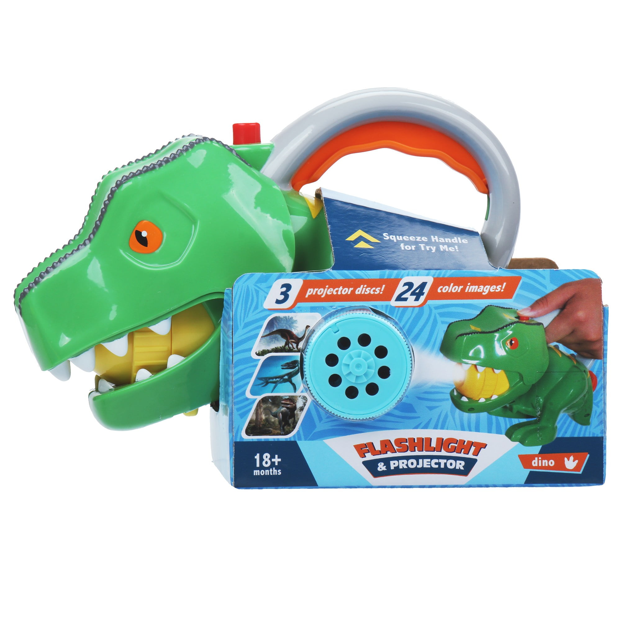 Dino Flashlight & Projector W/ 3 Projector Discs & 24 Color Images