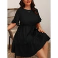 thumbnail image 5 of Cuteduck Womens Plus Size Dresses Short Sleeve Ruffle Hem Tiered Textures Babydoll Dress 0X-4X, 5 of 6