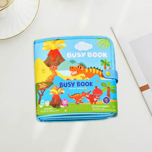 Libro de tela para bebés Niños de la tabla ocupada Libro de actividades de fieltro Desarrollo sensorial Sensorial Toy Interactive Interactive Toy Soft Dinosaurio