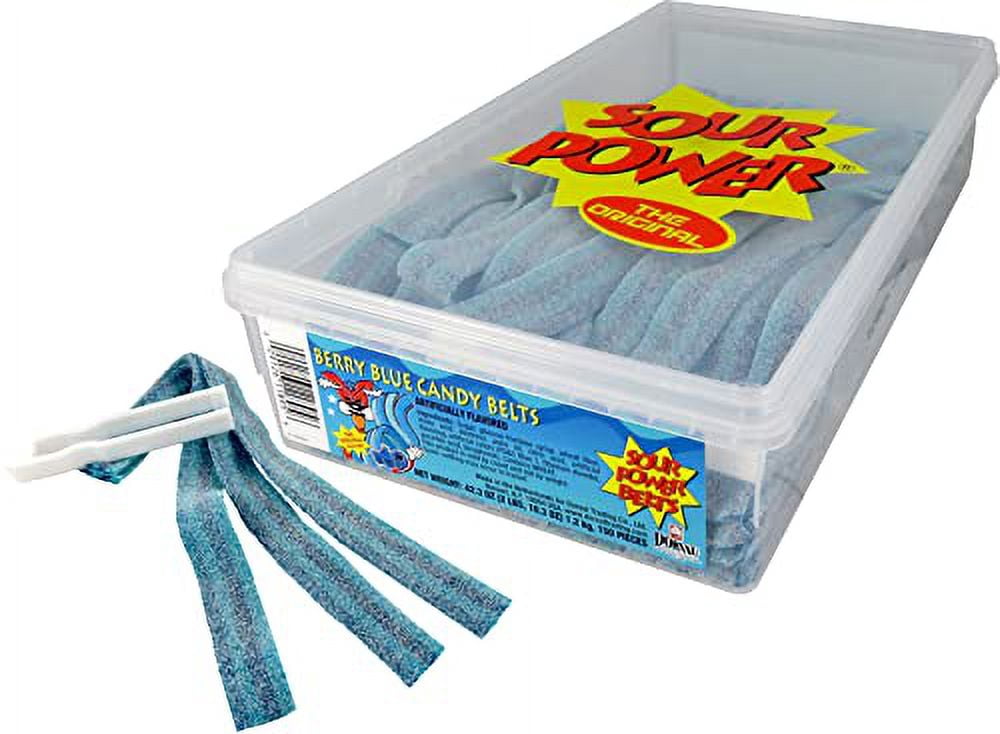 SOUR POWER Berry Blue Candy Belts, 150 Pieces, 42.3 Ounce