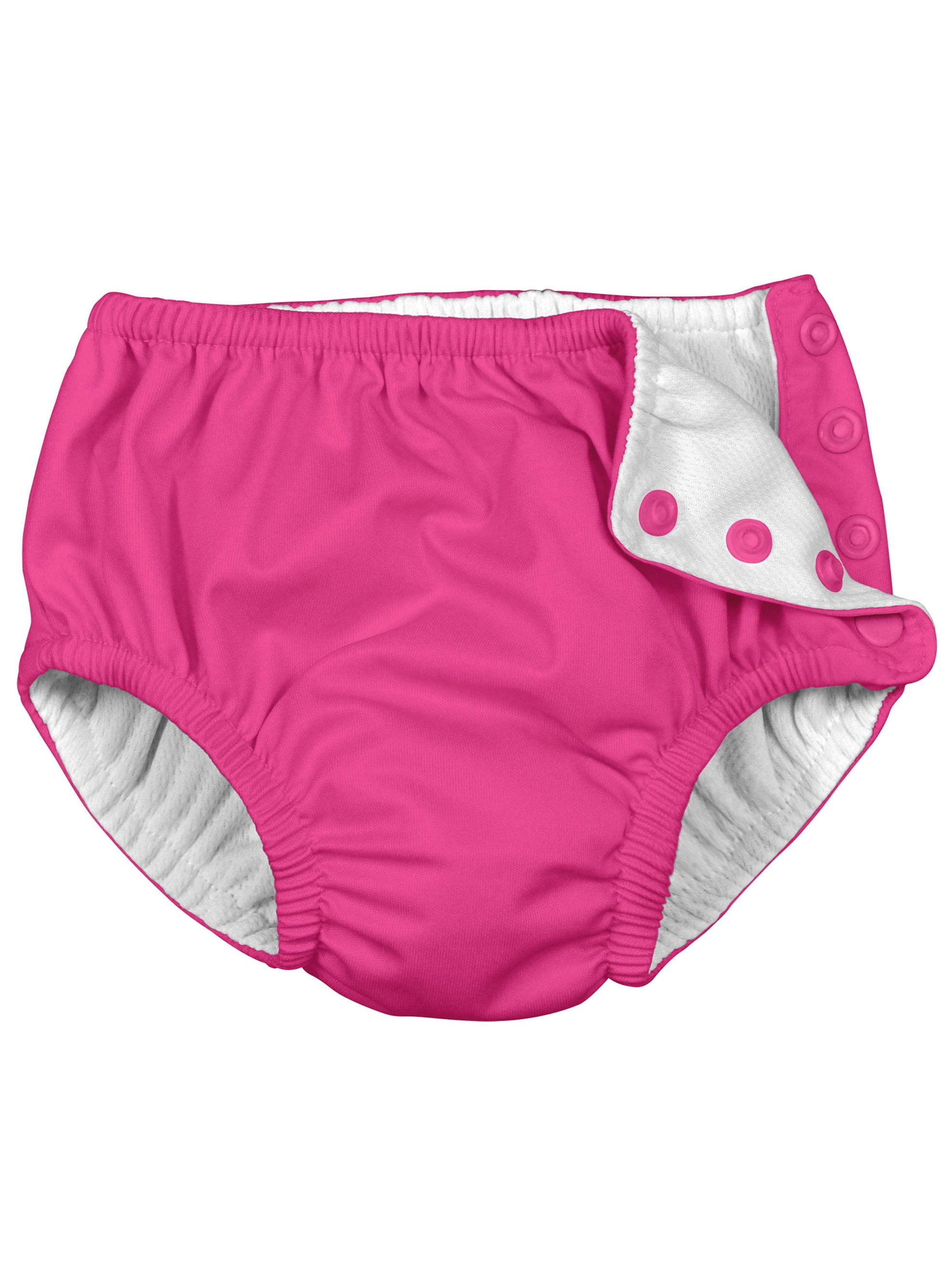 i Play (2 Pack) Girls Reusable Absorbent Baby Swim Diapers - Swimming Suit Bottom | No Other Diaper Necessary Light Pink and Hot Pink 6 Months