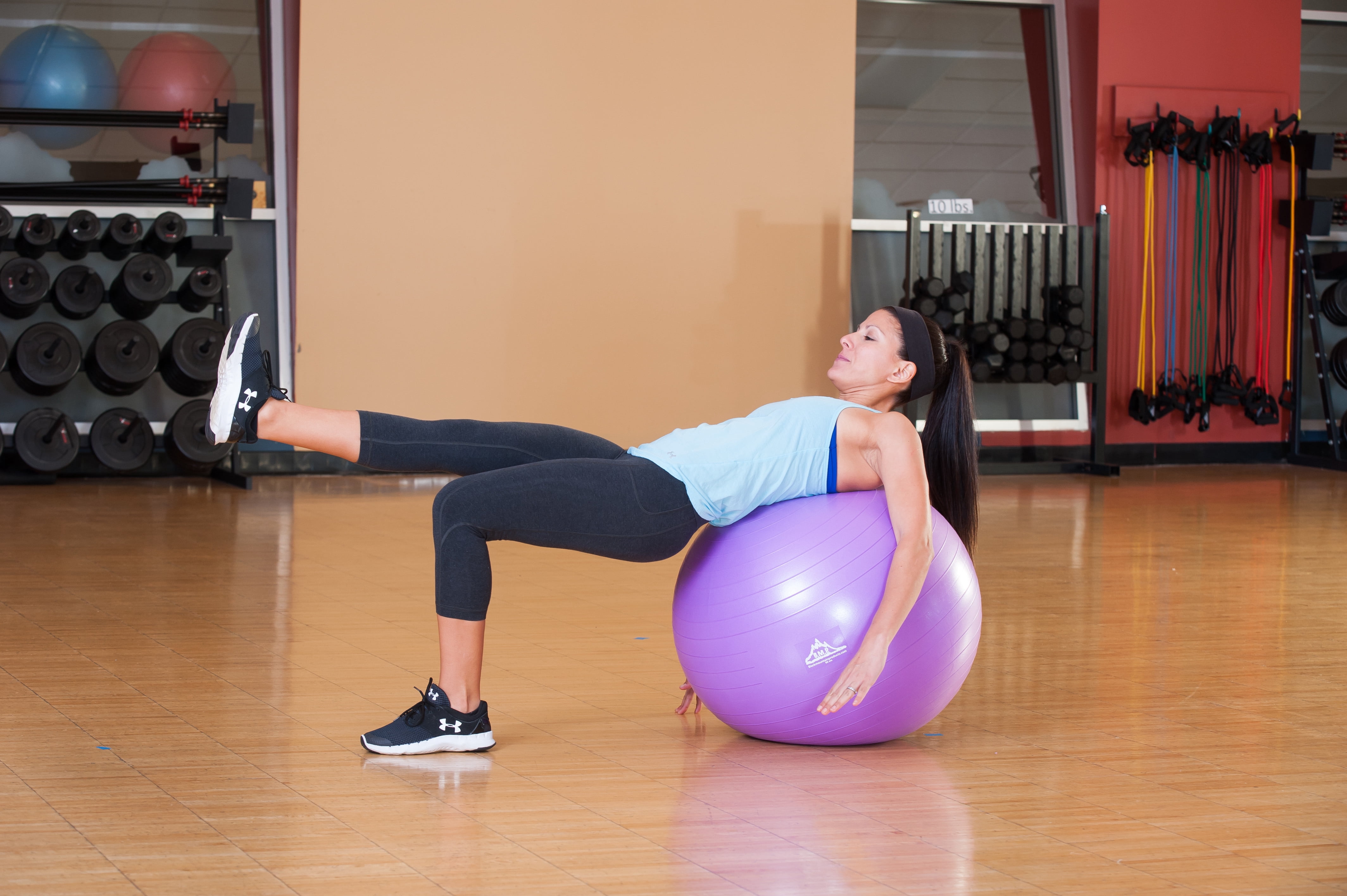 Black Mountain Products Professional Grade Stability Ball - Pro Series 1000lbs Anti-burst 2000lbs Static Weight Capacity 55cm Purple
