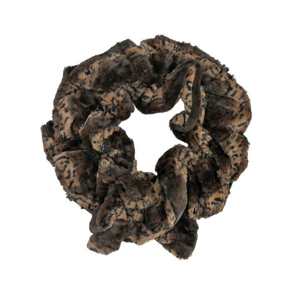 Brown Animal Print Long Scrunched Plush Scarf