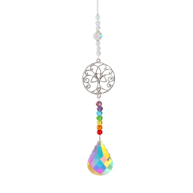 Adorno de campanilla de viento de cristal Árbol de la vida Colgante de cuentas de colores Decoración del jardín del hogar Ehuebsd Libre de BPA