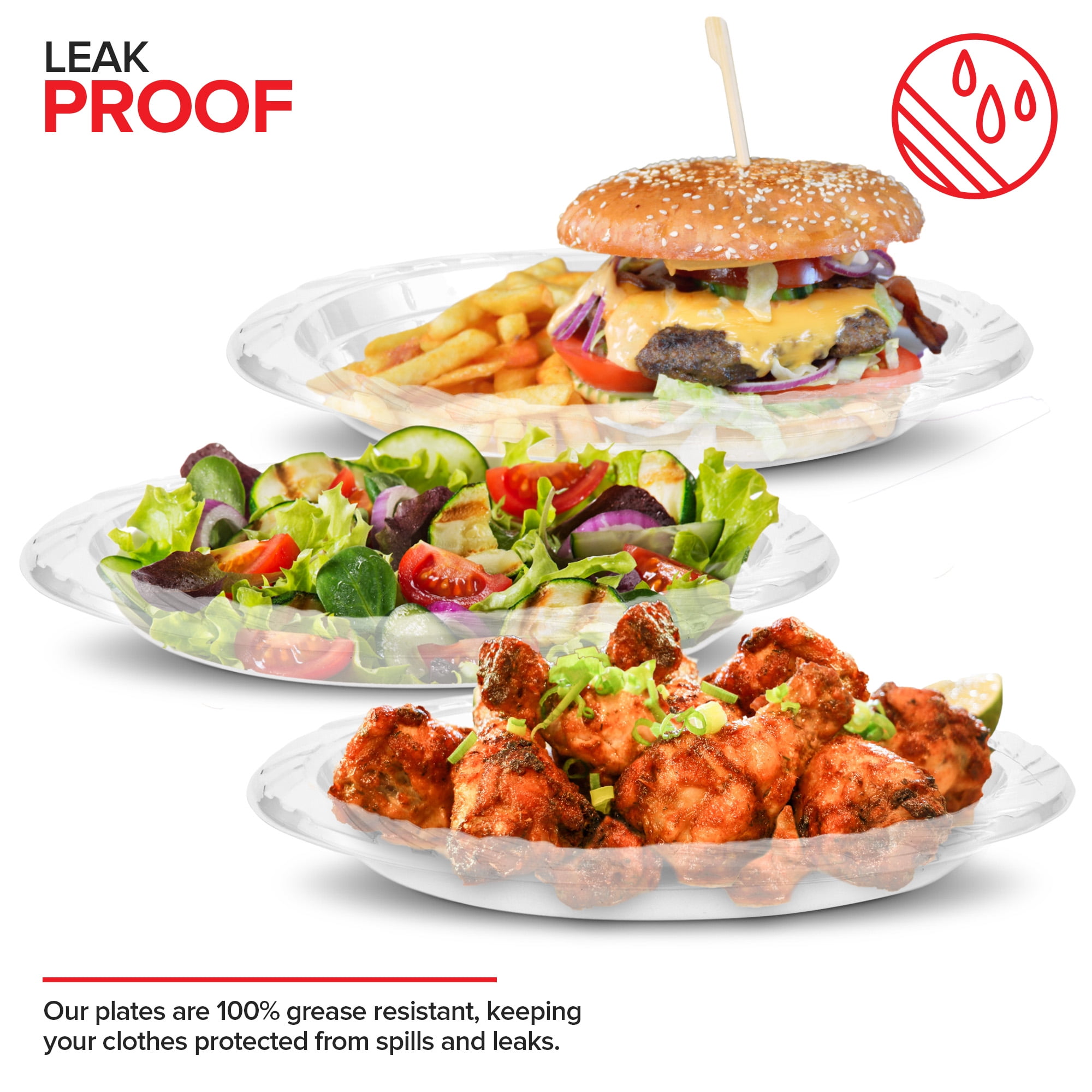Stock Your Home 120-Count 9" Clear Plastic Plates, Heavy Duty, Disposable, for Parties & Events