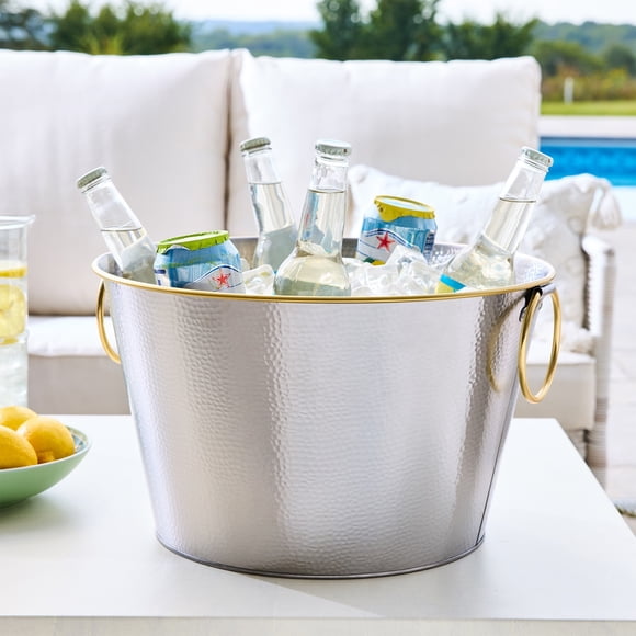 Better Homes & Gardens Stainless Steel Hammerded Round Tub,Dia 15"