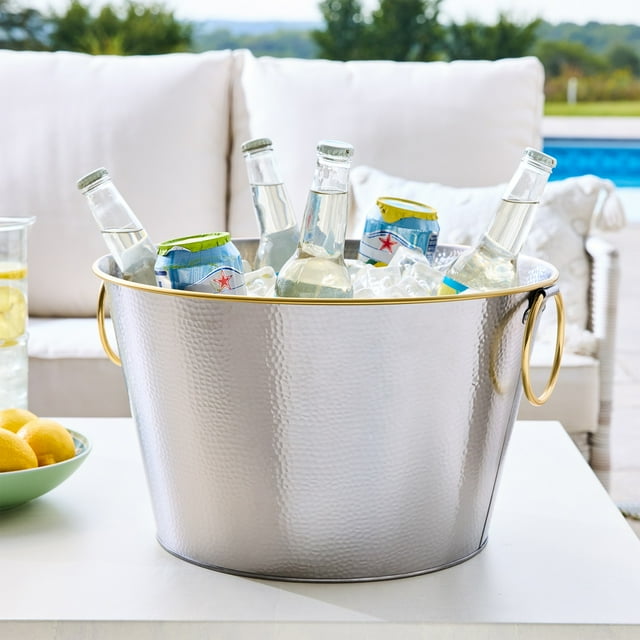 Better Homes & Gardens Stainless Steel Hammerded Round Tub,Dia 15"