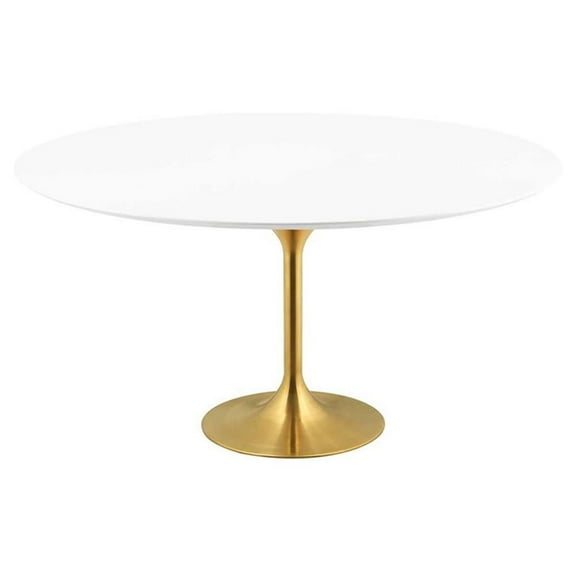 Hawthorne Collections 60"" Round Pedestal Dining Table in Gold and White