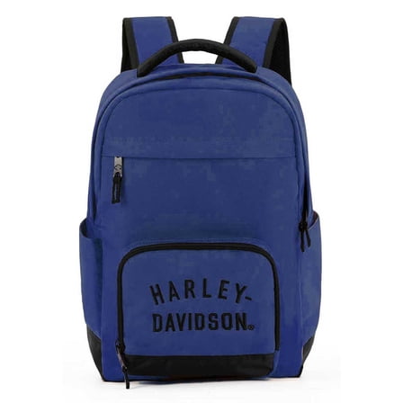 Harley-Davidson Rugged Twill Water-Resistant Polyester Backpack - Blue, Harley Davidson