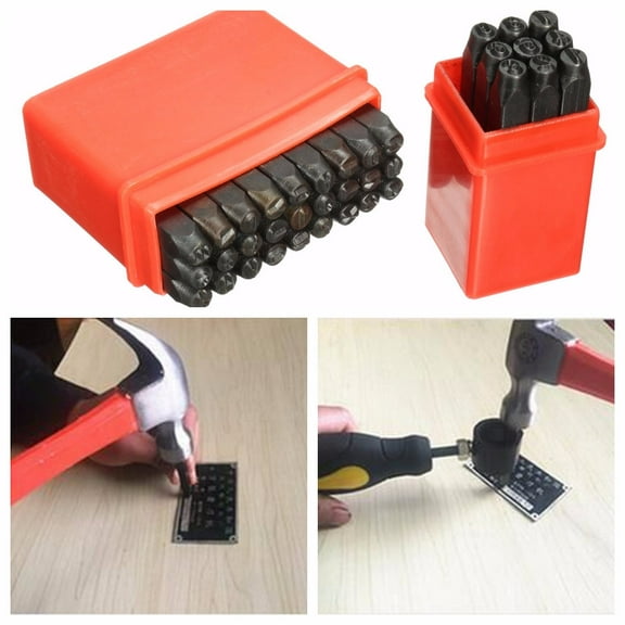 KALLORY 36-Piece Alphabet Stamp Set Assorted Colors for Metal Marking, Leatherworking, Crafting, and Artisans