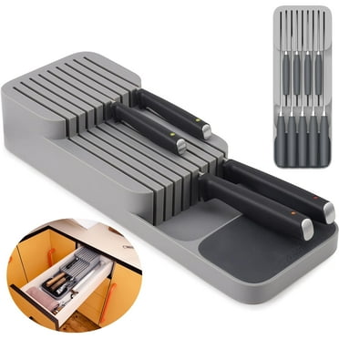 Leyeet Knife Organizer, Knife Storage DrawerStore Knife Organizer, holds up to 9 knives, Kitchen Organization & Drawer Storage ? Compact, Grey