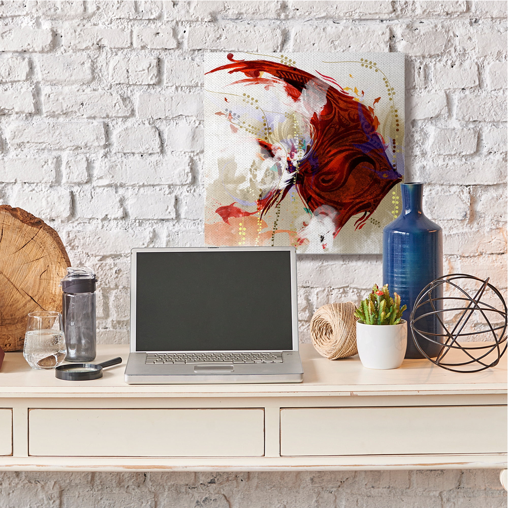Stupell Industries Red Angel Fish Abstraction Regal Ocean Design Canvas Wall Art, 36 x 36, Design by Helen Abbas