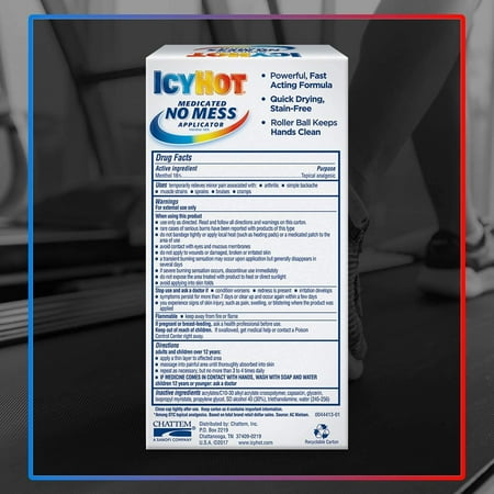 2 Pack Icy Hot No Mess Applicator Maximum Strength Pain Relieving 2.5 fl oz Each