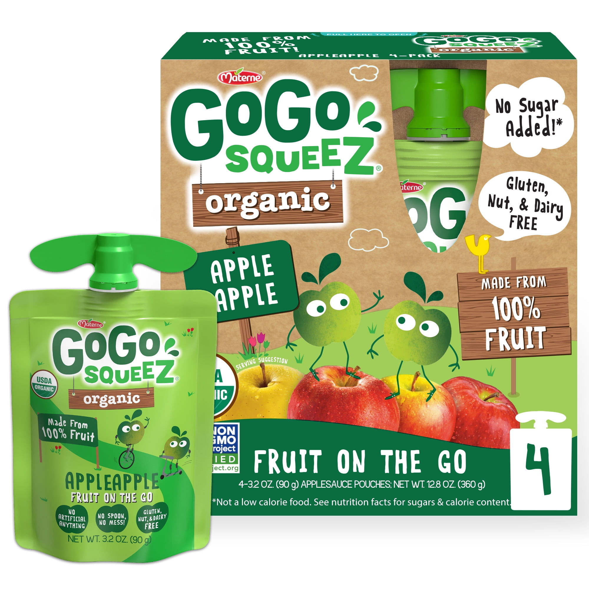 GoGo SqueeZ Applesauce Pouches, Apple Apple & Apple Cinnamon, 3.2 
