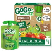 (4 Pack) GoGo Squeez Applesauce Organic Apple Apple Snack Pouch, 3.2 oz, 4 Pack