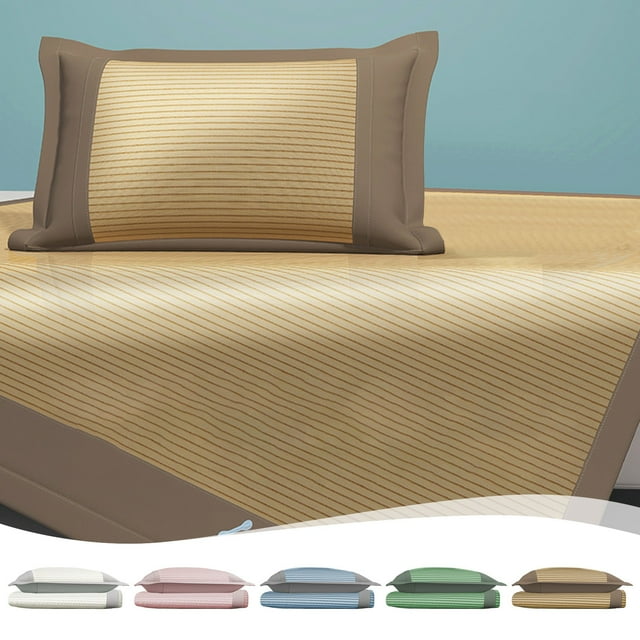 Fiudx Colchoneta de Ratán para Dormir, Colchón Plegable y Fresco de Verano, Transpirable y Suave, Diseño Antideslizante, Cómoda para Dormitorios y Uso Escolar, 120 X 190 Cm, Incluye Funda de Almohada