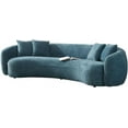 thumbnail image 7 of WILLIAMSPACE 101.4" Curved Sofa Cloud Couch, 5 Seat Comfy Teddy Fleece Boucle Fabric Deep Seat Leisure Sofa, Modern Half Moon Upholstered Couch with 4 Throw Pillows for Living Room, Blue, 7 of 7