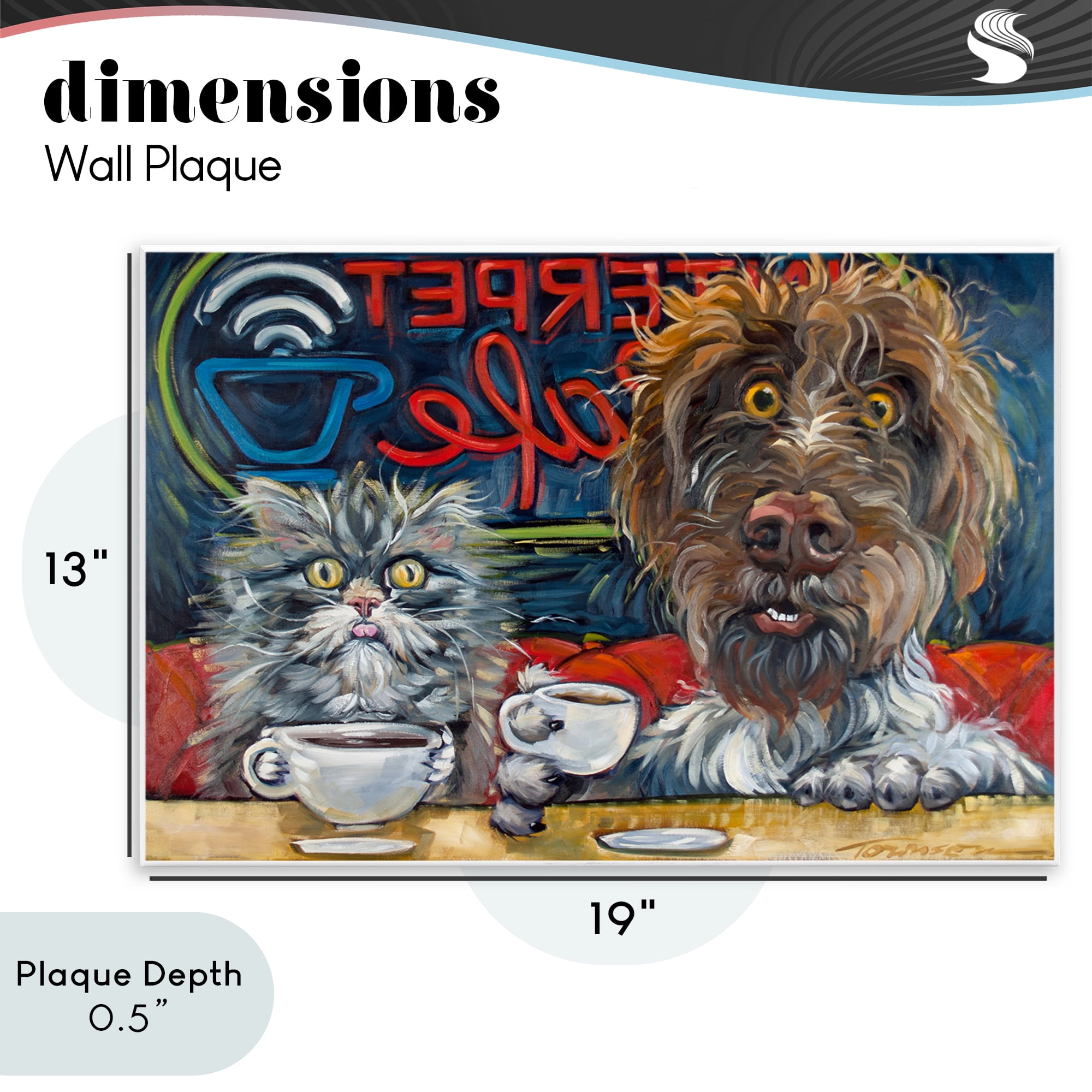 Stupell Industries Pets Wired At The Cafe Wall Plaque Art, design by CR Townsend