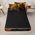thumbnail image 4 of Manfei Western Spooky Haunted House Zipper Full Size Comforter Sets with Fitted Sheet and 2 Pillowcases for Kids, Black Orange Halloween Theme Zipper Bedding Set, Black Reversible, 4pcs, 4 of 6