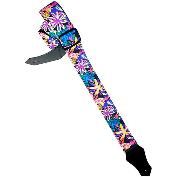 Get'm Get'm Good Vibes Groovy Flowers Guitar Strap 2 in.