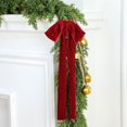 thumbnail image 3 of Burgundy Christmas Velvet Ribbon Bow Big Tassel Holiday Tree Topper Retro Original Edge Bow Suitable for Christmas Tree 8pcs Christmas Velvet Ribbon Bow Big Tassel Holiday Tree Topper Retro Origi, 3 of 5