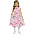 thumbnail image 7 of Spazoro Little & Big Girls A-Line Dress, 2025 New Style Floral Print Crew Neck Sleeveless Summer Dresses for Child Girls Pink Size 5 T, 7 of 7