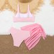 thumbnail image 5 of Traje de baño de 2 piezas para mujer, trajes de baño para mujer, bikini de tirantes de color liso para niñas pequeñas, conjunto de falda y traje de baño para la playa, 5 of 7