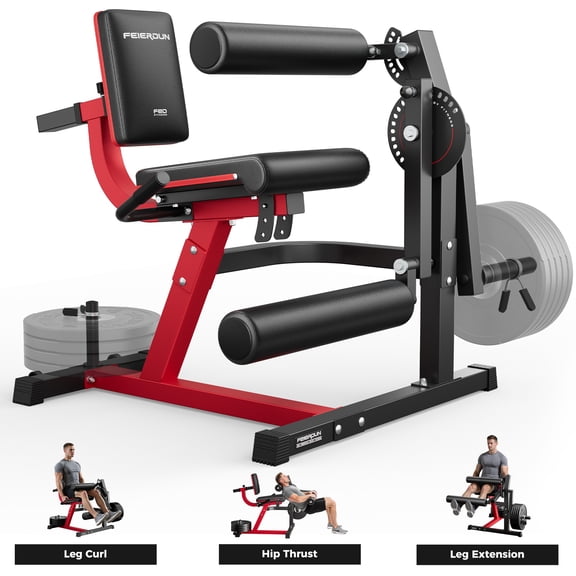 4 IN 1 Leg Extension Curl Machine - Adjustable Leg Curl Machine with 700lbs Capacity (Red)
