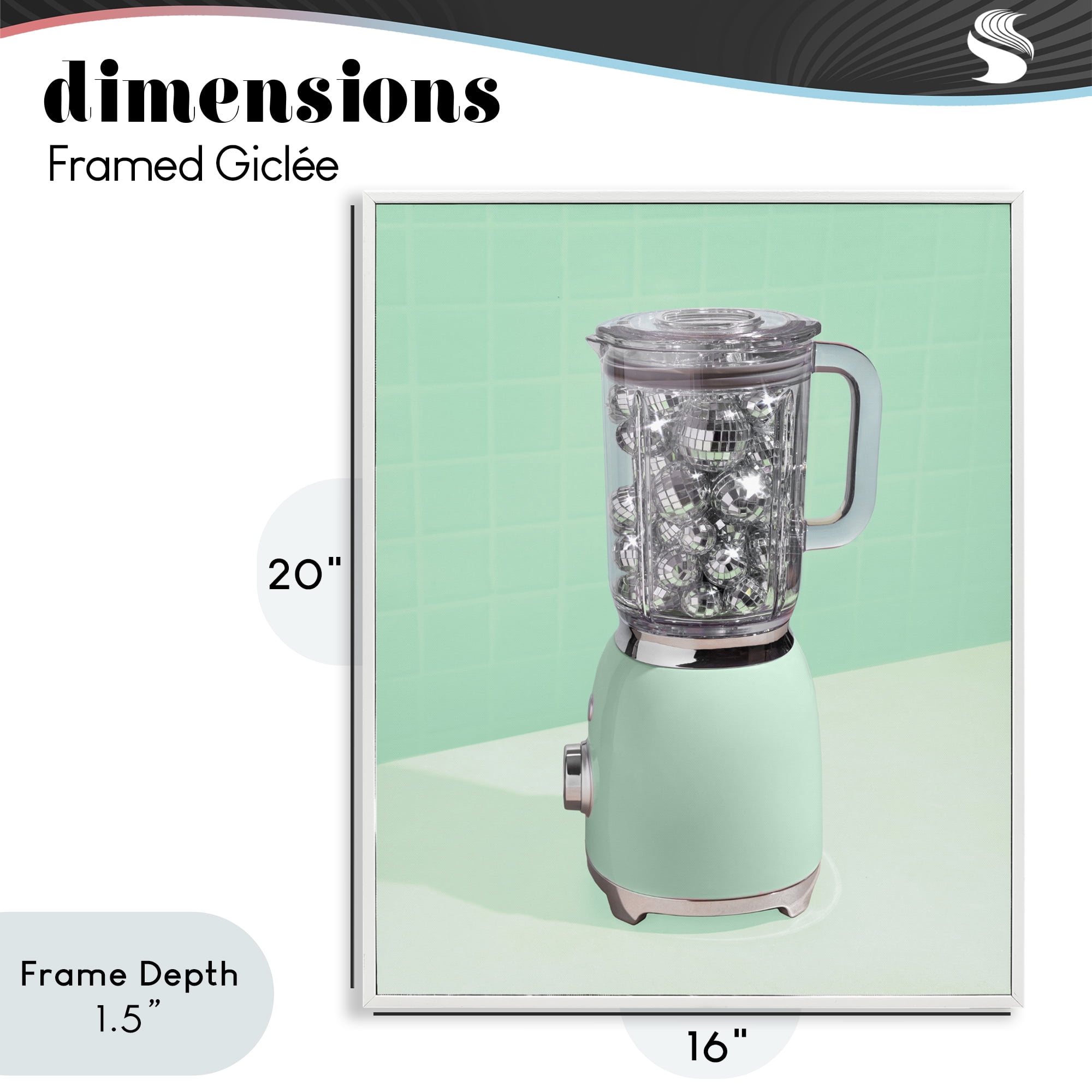Stupell Industries Disco Drink Blender over Green White Framed Giclee Art, design by LISH Creative